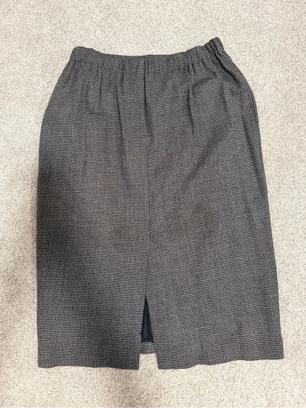 Marina Rinaldi Virgin Wool Gray Houndstooth Midi Skirt
